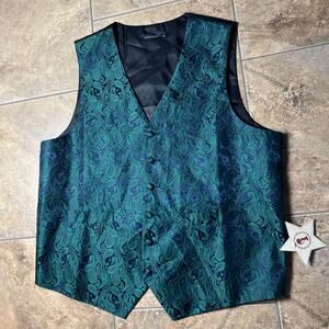Hisdern handmade satin paisley tuxedo vest